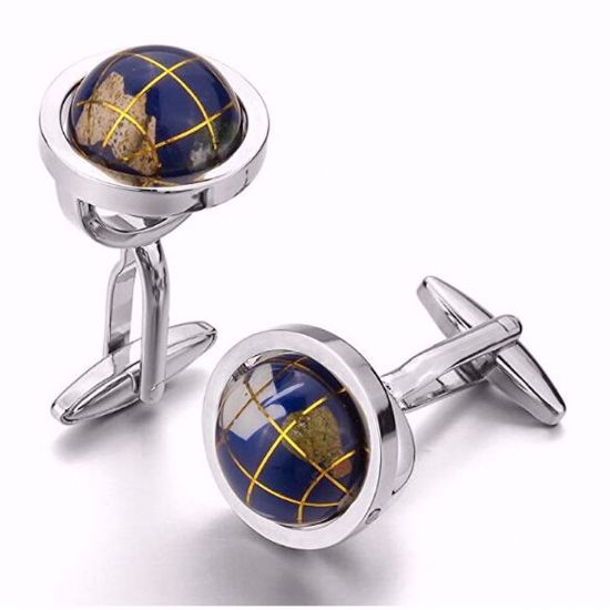 Picture of European and American men's cufflinks, blue earth cufflinks